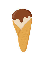 Bubble ice cream Vector illustration morozhnoe in cone cream cone overlay beads and poured chocolate for design