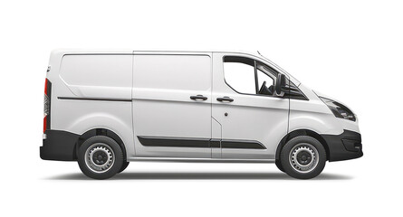 White delivery van isolated from white background. Generative AI - obrazy, fototapety, plakaty
