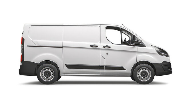 White delivery van isolated from white background. Generative AI
