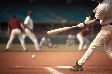 athletic man ball athlete team baseball player bat field game sport. Generative AI.