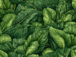 Obraz premium Collards background as seamless tile (generative AI)