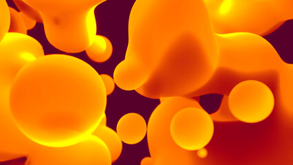 yellow and orange slime bland shapes like lava lamp - abstract 3D illustration
