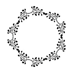 Floral circle round border flower frame ring for decoration ornament in vector illustration