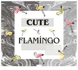 lettering and flamingo print pattern