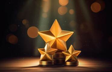 Taiga Award with 3D Stars. Generative AI