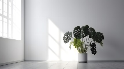 Generative AI. Monstera on a white background