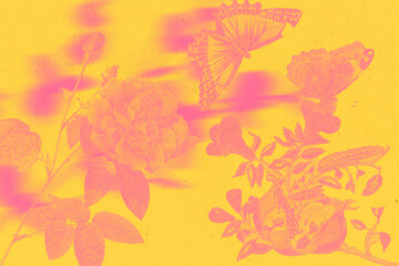 Fototapeta na wymiar Cyanotype Textured Floral Background