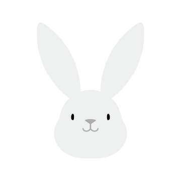 Kawaii rabbit, bunny, hare face illustration. Hand drawn cute cartoon animal character illustration. Flat style design, isolated vector. Mid Autumn Festival, Easter print element, Chinese zodiac