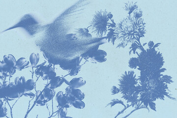Cyanotype Textured Floral Background