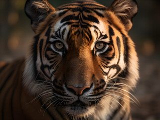 Fototapeta na wymiar Majestic Tiger staring at its prey in the wildness