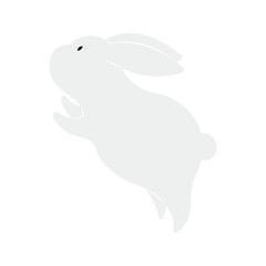Kawaii rabbit, bunny, hare jumping illustration. Hand drawn cute cartoon animal character illustration. Flat style design, isolated vector. Mid Autumn Festival, Easter print element, Chinese zodiac