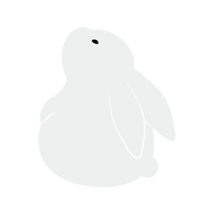 Kawaii rabbit, bunny, hare looking up illustration. Hand drawn cute cartoon animal character illustration. Flat style design, isolated vector. Mid Autumn Festival, Easter print element, Chinese zodiac