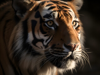 Fototapeta na wymiar Majestic Tiger staring at its prey in the wildness