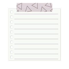 isolated lined notebook paper with washi tape on transparent background