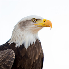 Bald eagle head isolated on white background