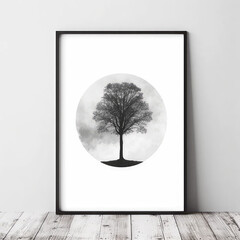 Wall art, tree print, black and white, tree wall art, minimalist print