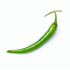 Green chili pepper with white background 
