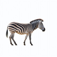 A zebra isolated on white background  left side view