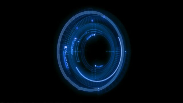 Animation blue circle loading HUD on black background.