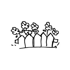 Fence line icon. Vector outline illustration of a garden fence.