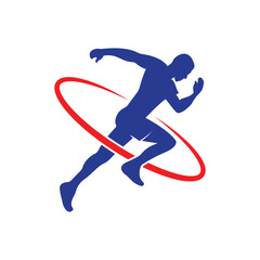 Running Man silhouette Logo, Marathon logo template, running club or sports club with slogan template