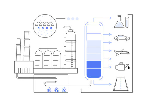 Crude oil distillation abstract concept vector illustration.