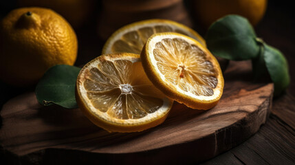 Sliced Yuzu Fruits on a Rustic Table