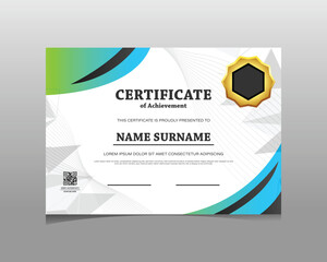 Modern corporate achievement award certificate template design