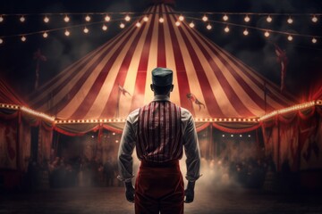 Circus tent arena performer man. Generate Ai - obrazy, fototapety, plakaty