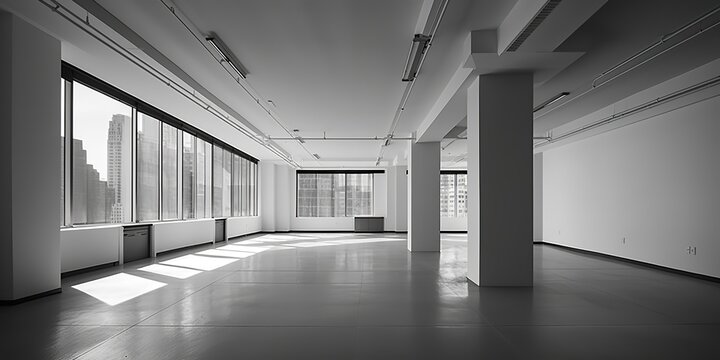 AI Generated. AI Generative. Photo illustration of empty free office place with no people around. Graphic Art