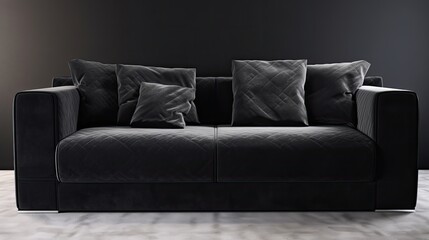 Luxury black alcantara sofa for the real comfortand and for sensory touch. Generative AI Technology 