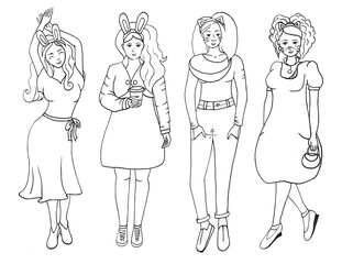 A set of beautiful girls models graphics