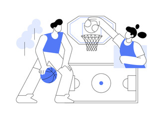 Fototapeta na wymiar Basketball camp abstract concept vector illustration.
