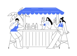 Beach bar abstract concept vector illustration.