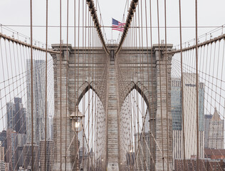 New York city Brooklyn Bridge closeup