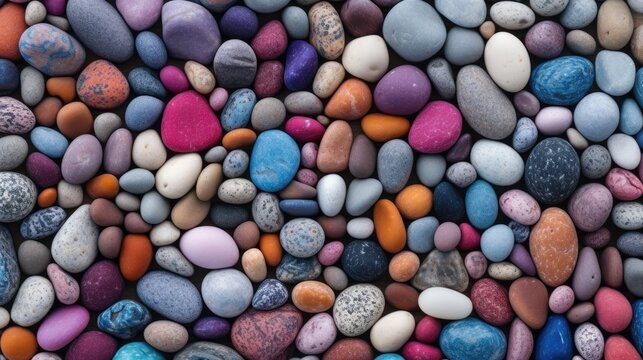 Colorful background of multicolored sea pebles created using generative AI tools