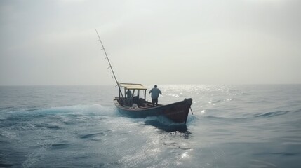 Generative AI.  Fisherman on a boat
