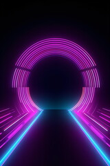 Naklejka premium Neon-Tunnel Futuristischer Hintergrund – erstellt mit KI 