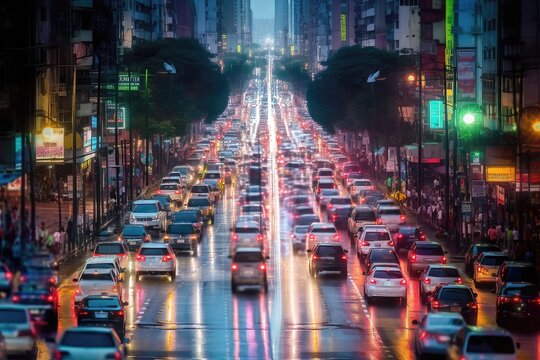 Traffic at dusk - generative AI