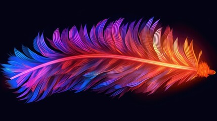 Minimalistic bird feather neon colored created using generative AI tools
