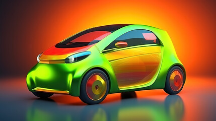 Fototapeta na wymiar Eco car concept, Bright color. Generative ai