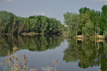landscape of the lake, which is located in a beautiful forest