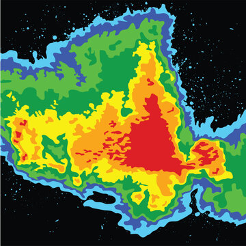 Meteorological weather forecast map. Template or Map showing of movement warm and cold fronts, isobars, temperature cyclone, wind diagram. Modern Interface design of climate forecast technology