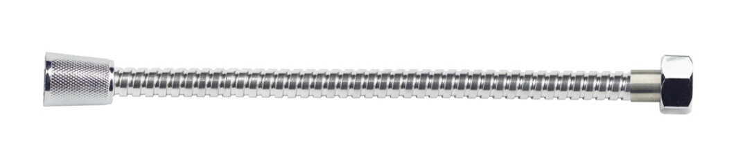 corrugated shower hose isolated from background