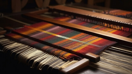 Traditional weaving hand loom. Generative ai