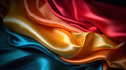 A silk fabric with a gradient of bright color. Generative ai