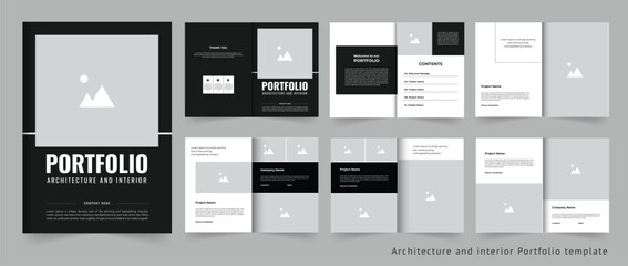 Architecture portfolio layout template design or interior portfolio 