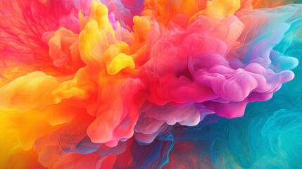 Color ink water rainbow background blend abstract cloud paint swirl burst. Colorful ink abstract: rainbow swirls in a burst of artistic energy. Pigment liquid chemical science. Generative AI