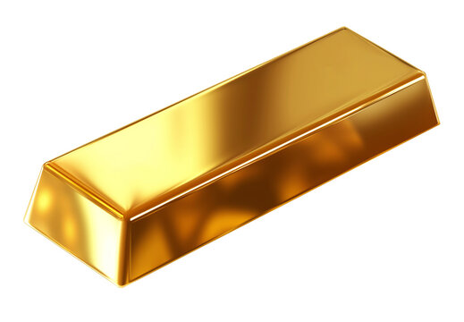 Gold bar on transparent background. Generative AI.