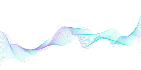 Data visualization, Future technology, Digital era, Information technology. Purple-blue-green gradient smooth wave lines for banner, presentation, web design. Futuristic technology concept. Vector